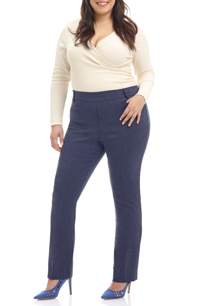 rekucci Curvy Pull-on Tummy Control Pants with Real Pockets indigo