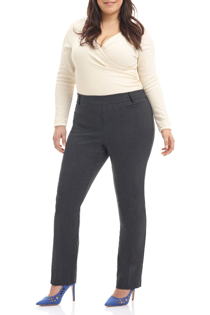 Rekucci Curvy Pull-on Tummy Control Pants With Real Pockets Dk-charcoal