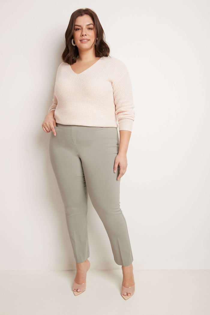 rekucci Curvy Pull-on Tummy Control Pants with Real Pockets silver