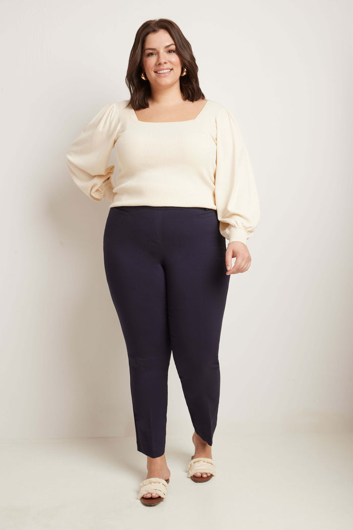 rekucci Curvy Pull-on Tummy Control Pants with Real Pockets navy