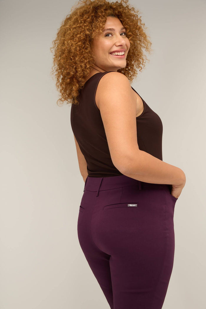 Rekucci Curvy Pull-on Tummy Control Pants With Real Pockets Deep-plum