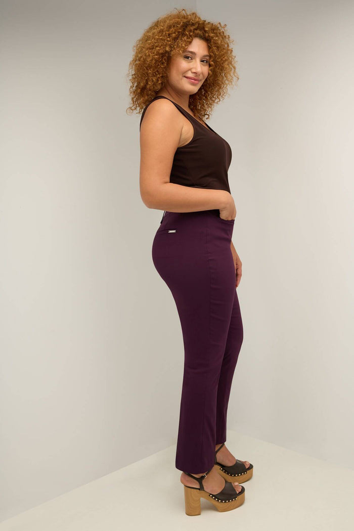 Rekucci Curvy Pull-on Tummy Control Pants With Real Pockets Deep-plum