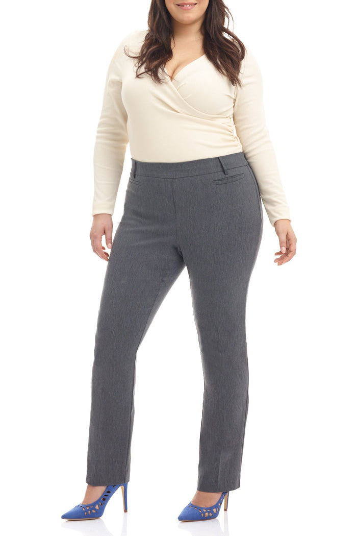 rekucci Curvy Pull-on Tummy Control Pants with Real Pockets charcoal