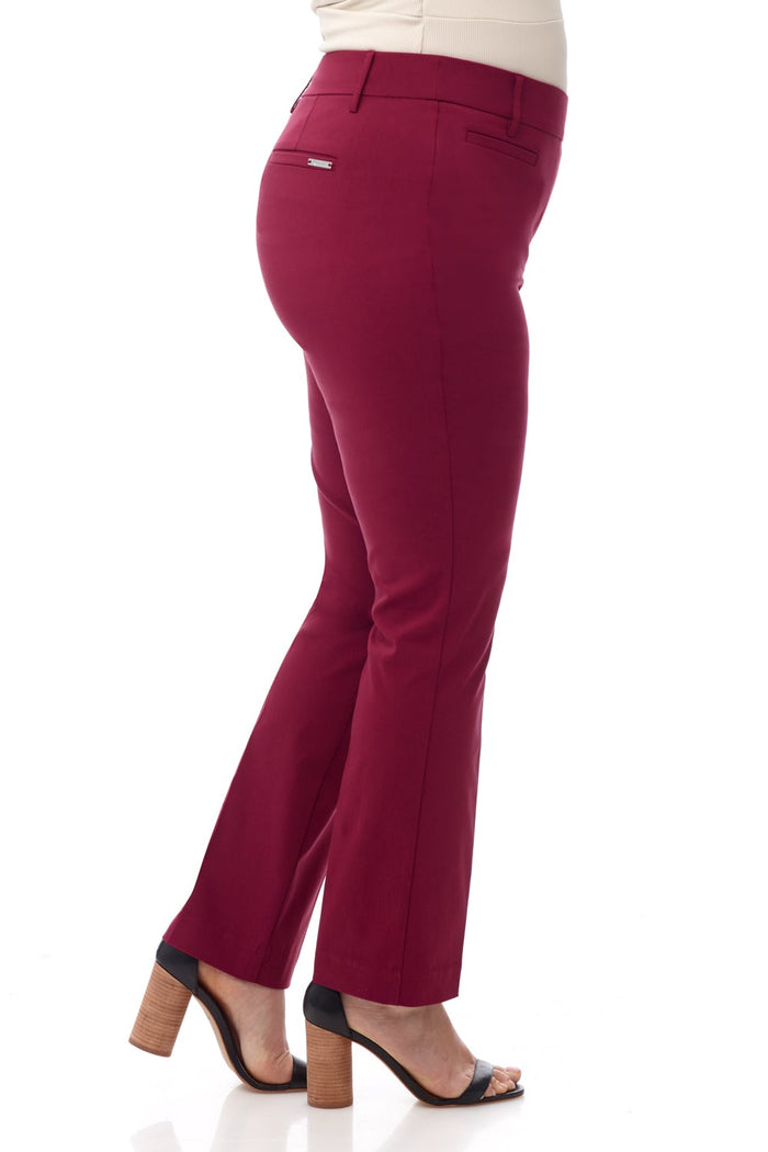Rekucci Curvy Pull-on Tummy Control Pants With Real Pockets Burgundy