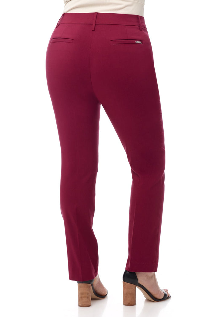 Rekucci Curvy Pull-on Tummy Control Pants With Real Pockets Burgundy