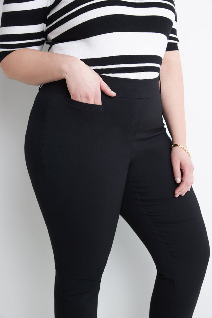 Rekucci Curvy Pull-on Tummy Control Pants With Real Pockets Black