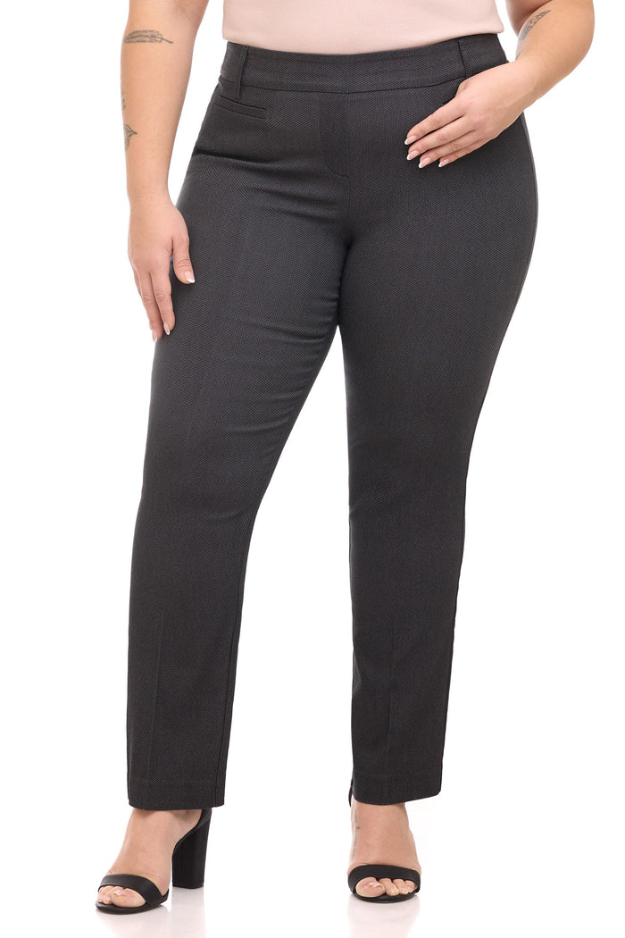 rekucci Curvy Pull-on Tummy Control Pants with Real Pockets charcoal-texture