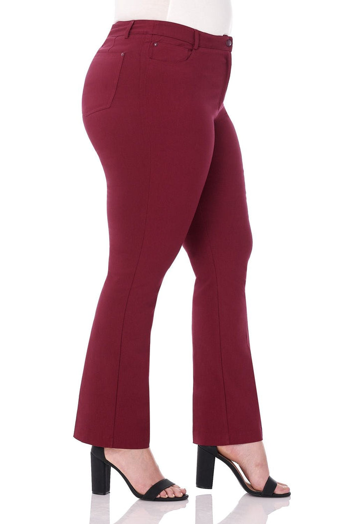 Rekucci Curvy Tummy Control Pants With 5 Pockets Burgundy