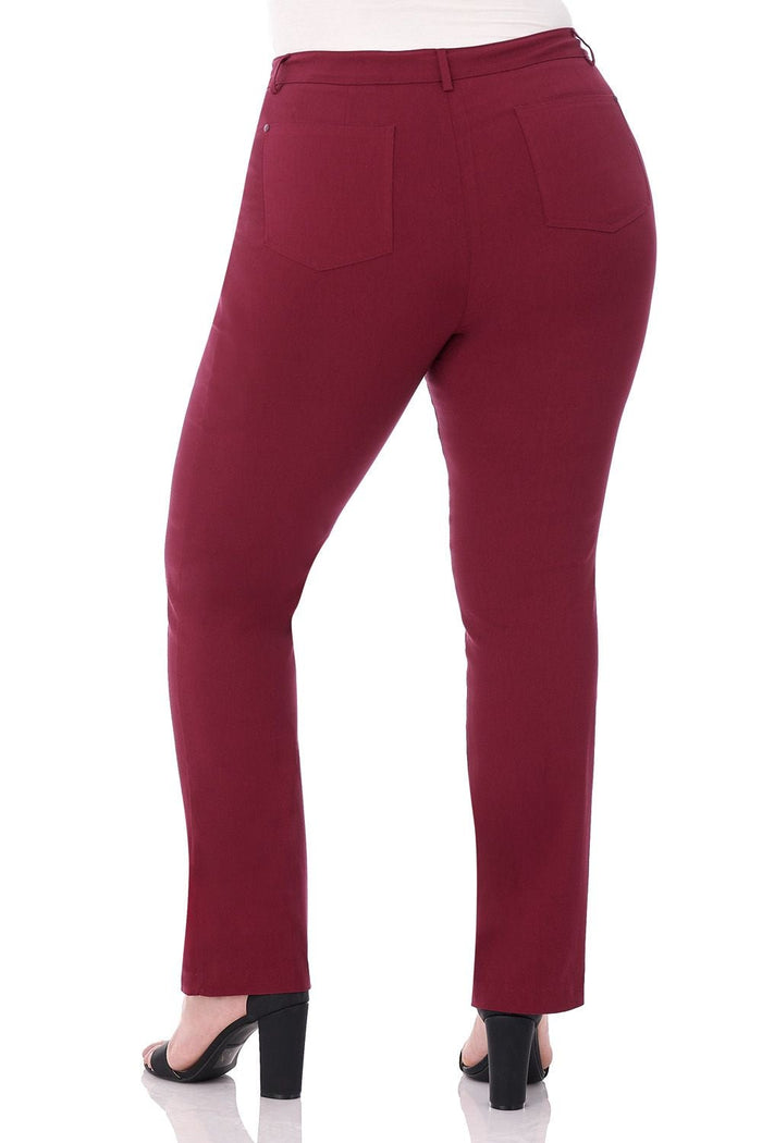 Rekucci Curvy Tummy Control Pants With 5 Pockets Burgundy