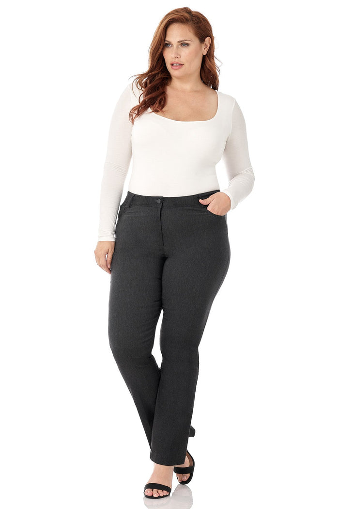 Rekucci Curvy Tummy Control Pants With 5 Pockets Dk-charcoal