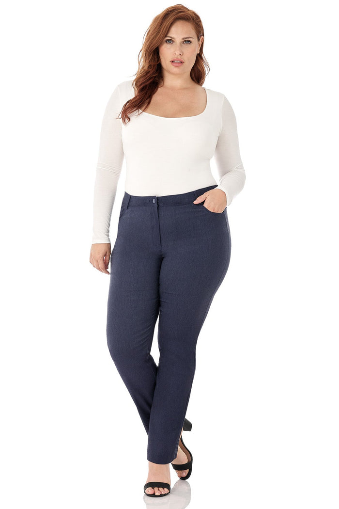 rekucci Curvy Tummy Control Pants with 5 Pockets indigo
