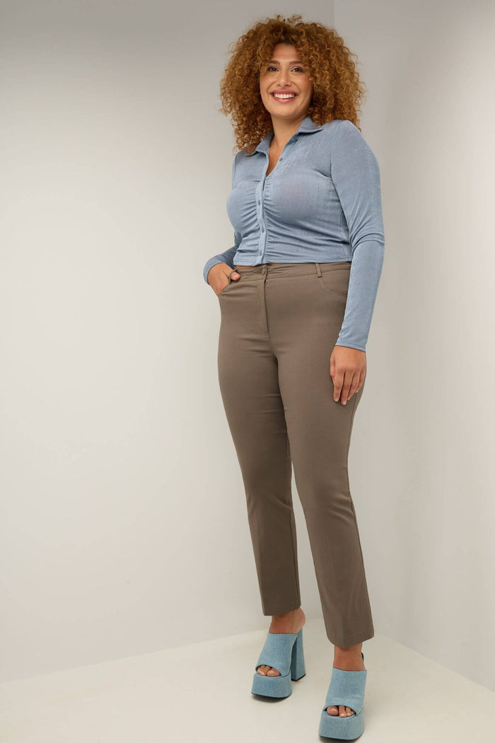 rekucci Curvy Tummy Control Pants with 5 Pockets mocha