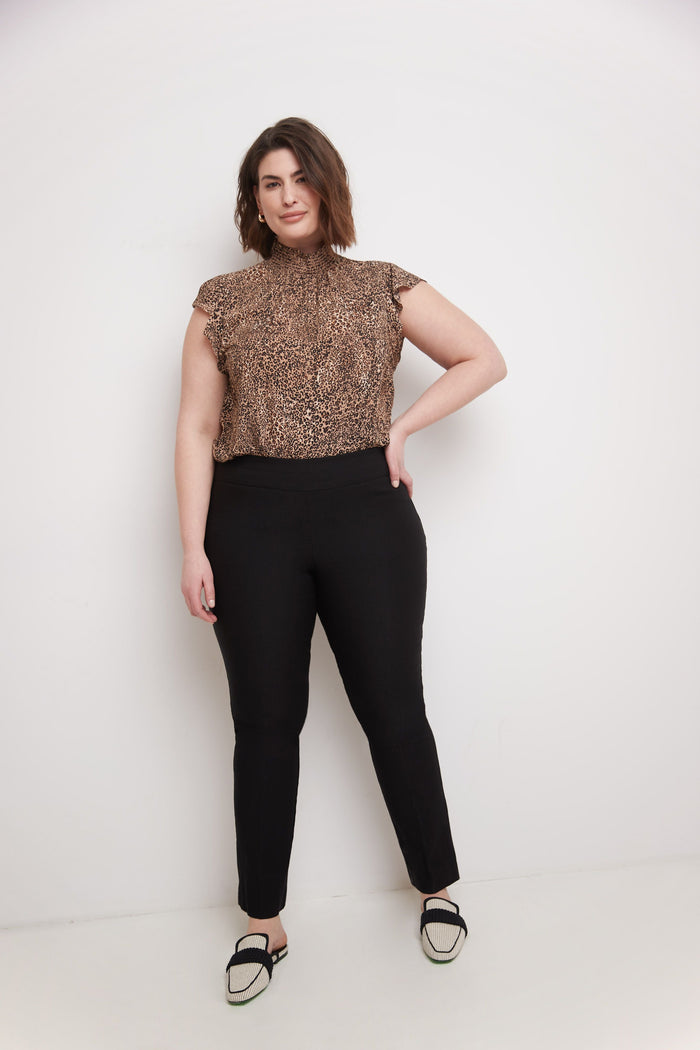 Rekucci Curvy Tummy Control Straight Leg Pants Black