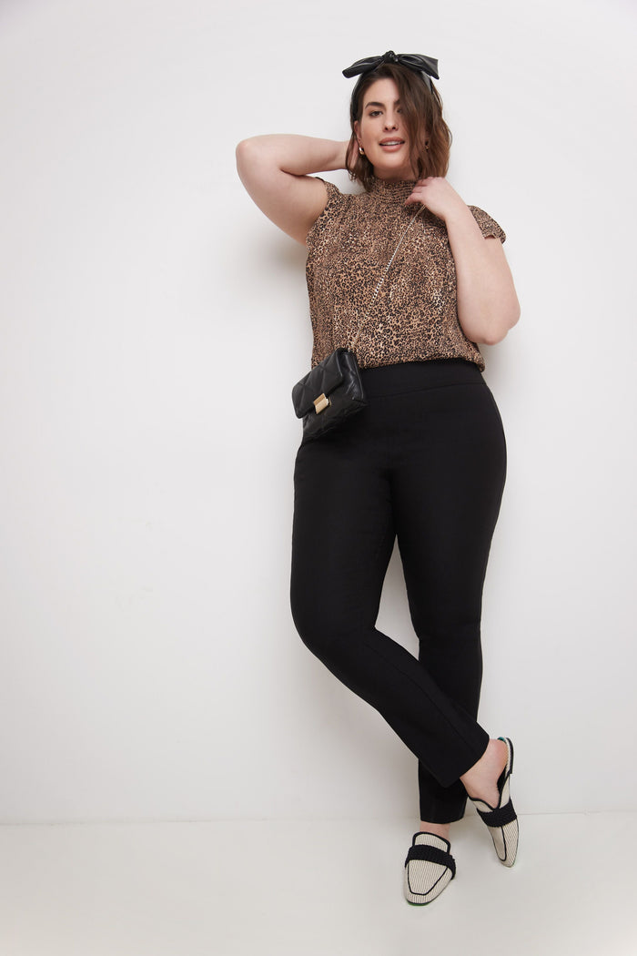 Rekucci Curvy Tummy Control Straight Leg Pants Black