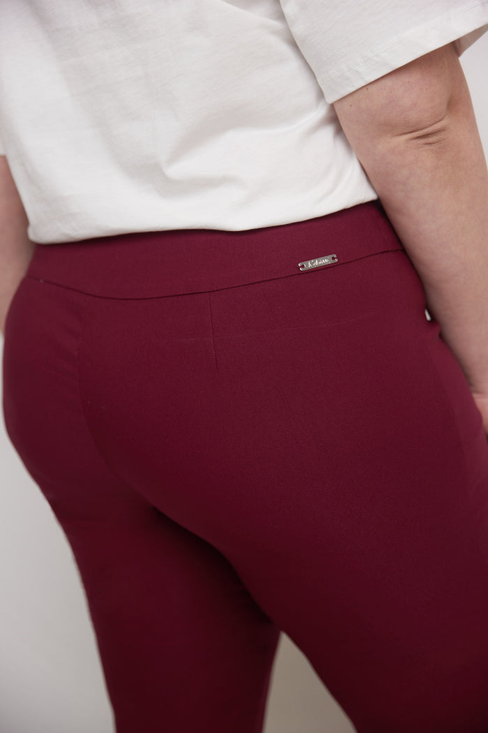 Rekucci Curvy Tummy Control Straight Leg Pants Burgundy