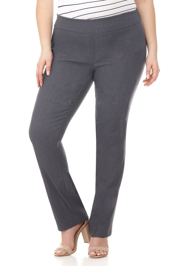 rekucci Curvy Tummy Control Straight Leg Pants charcoal