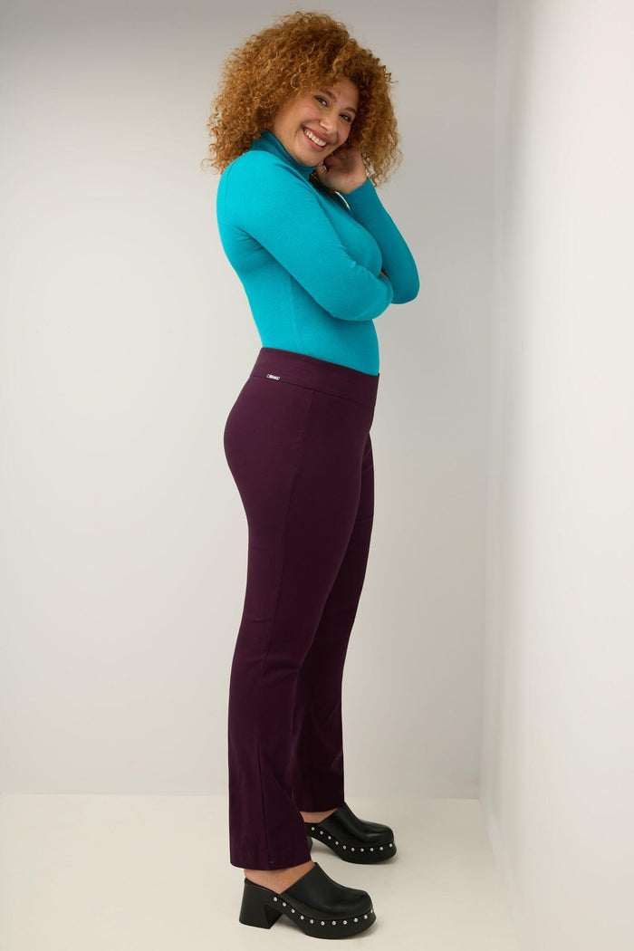 Rekucci Curvy Tummy Control Straight Leg Pants Deep-plum