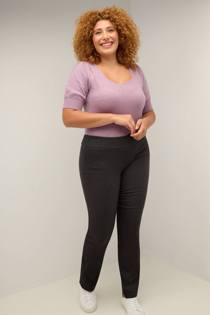 rekucci Curvy Tummy Control Straight Leg Pants dk-charcoal