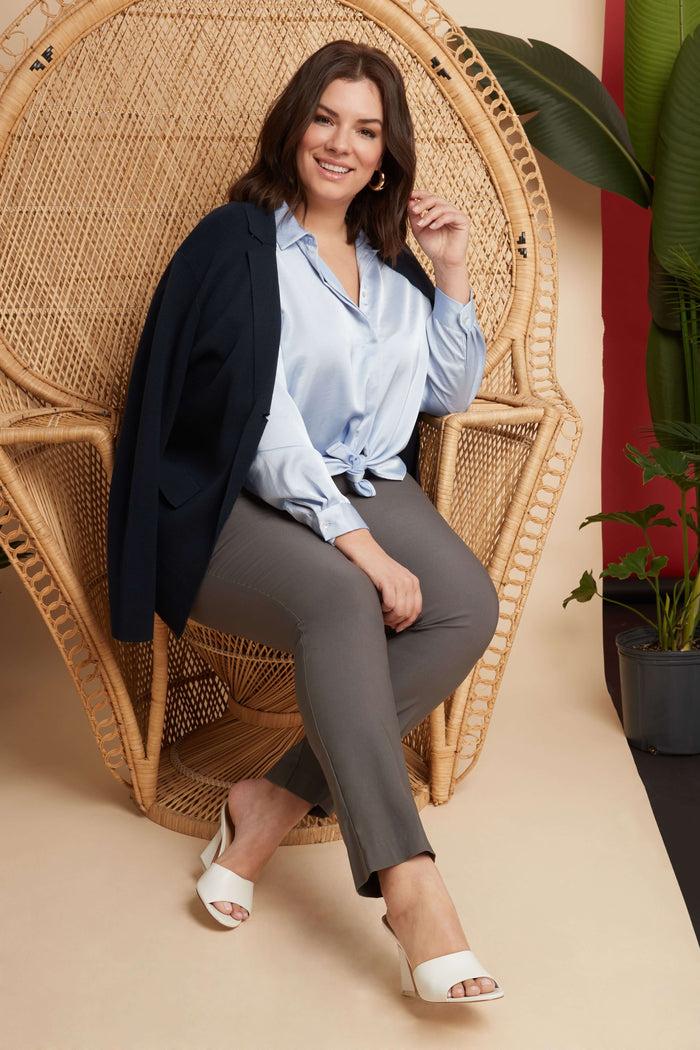 Rekucci Curvy Tummy Control Straight Leg Pants Graphite