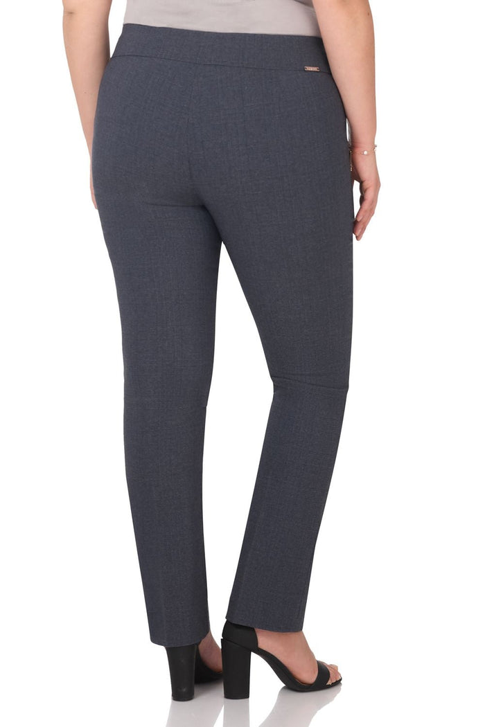 Rekucci Curvy Tummy Control Straight Leg Pants Indigo-tartan
