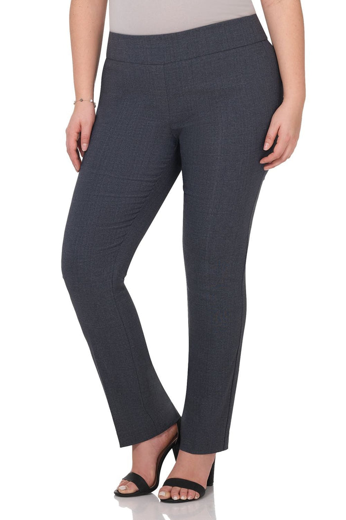 rekucci Curvy Tummy Control Straight Leg Pants indigo-tartan