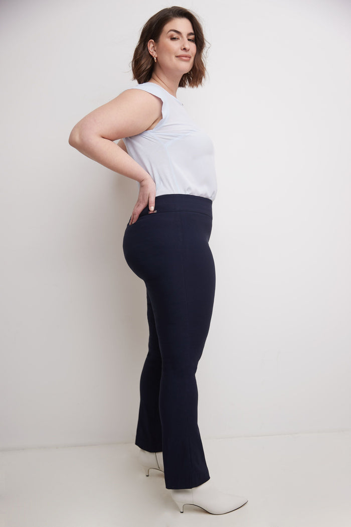 Rekucci Curvy Tummy Control Straight Leg Pants Navy