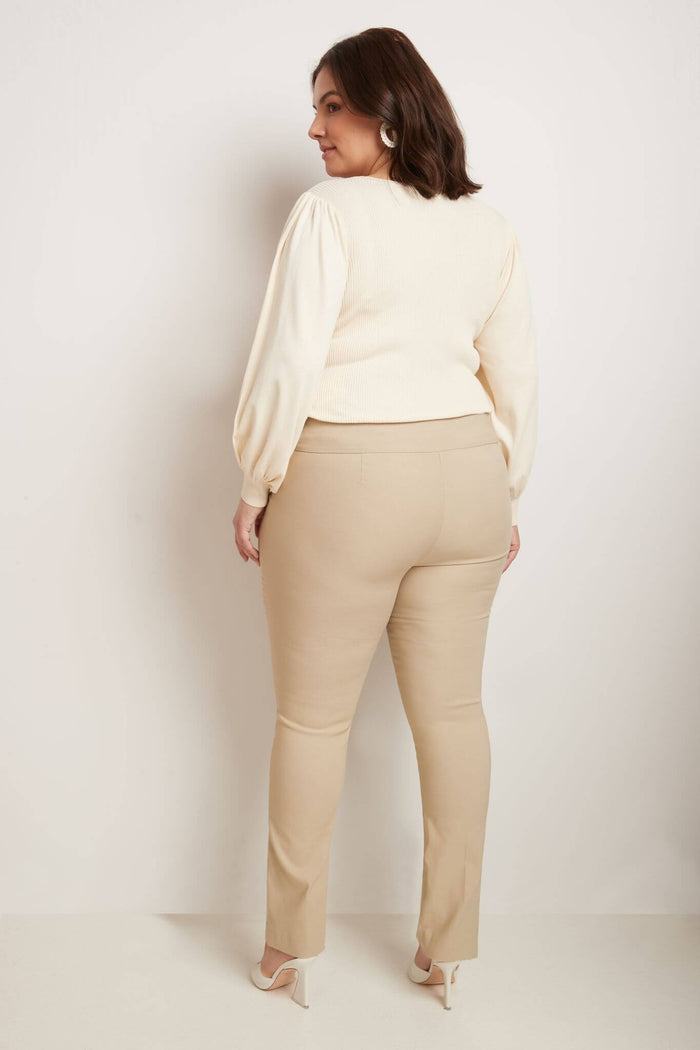 Rekucci Curvy Tummy Control Straight Leg Pants Stone