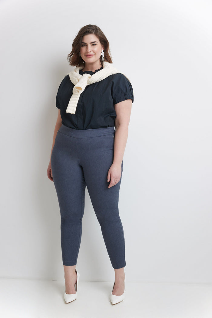 rekucci Curvy Tummy Control Work Pants with Real Pockets indigo