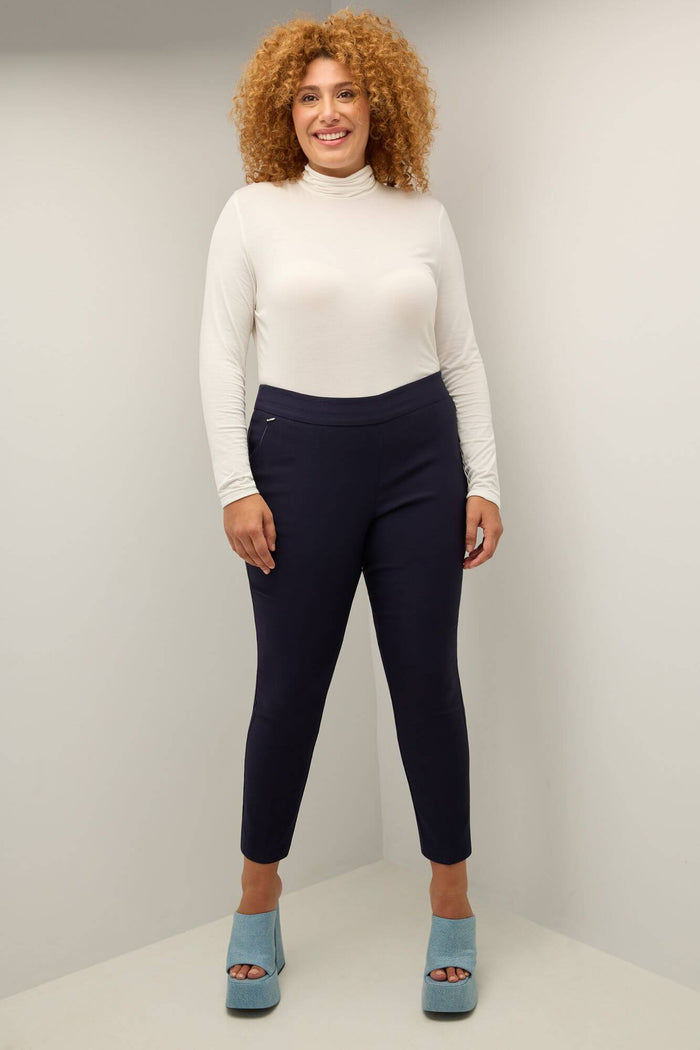 rekucci Curvy Tummy Control Work Pants with Real Pockets navy
