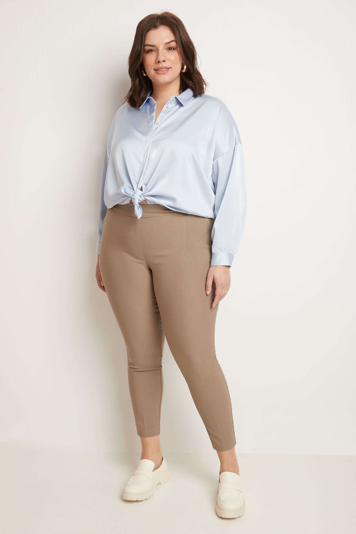 Rekucci Curvy Tummy Control Work Pants With Real Pockets Oatmeal
