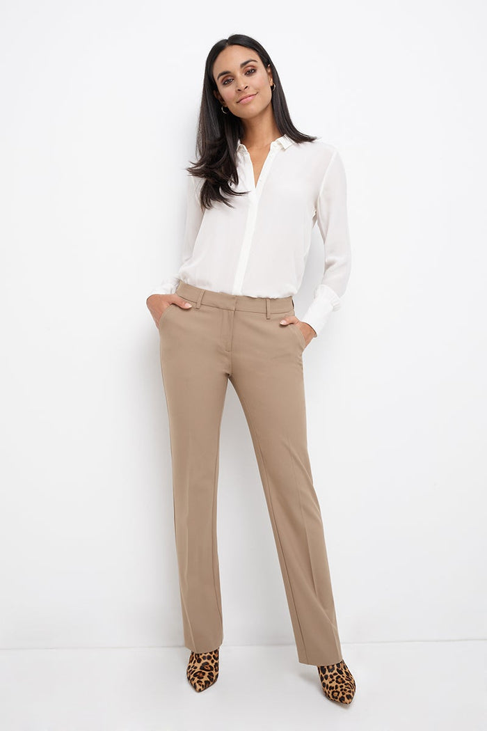 rekucci Easy care straight leg trouser dress pants camel