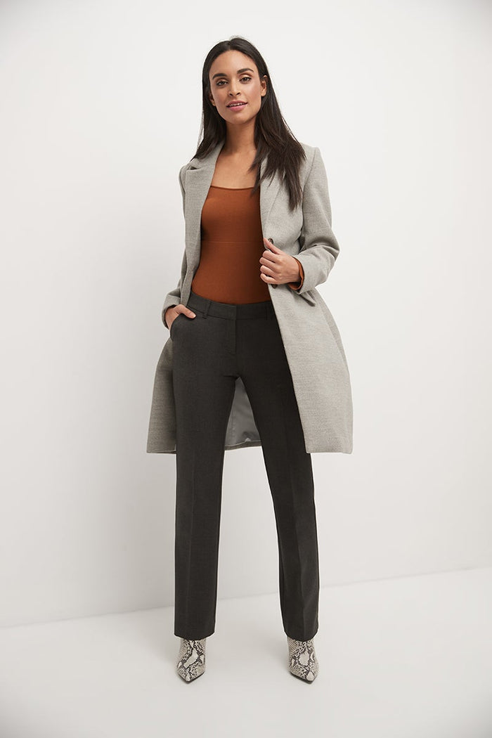 rekucci Easy care straight leg trouser dress pants dk-charcoal