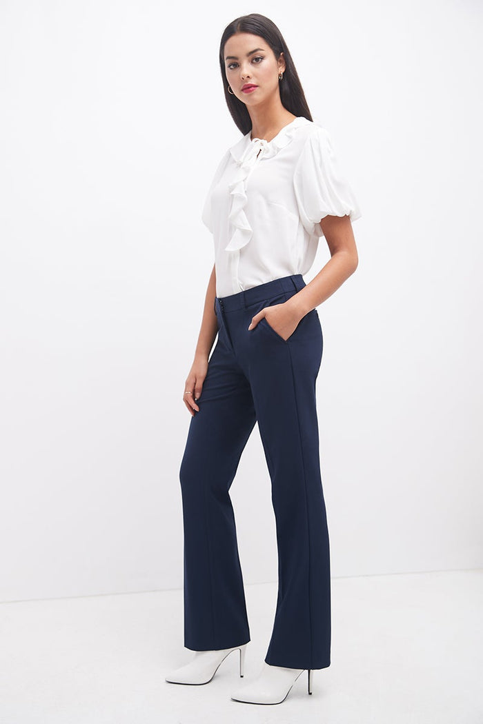 rekucci Easy care straight leg trouser dress pants navy
