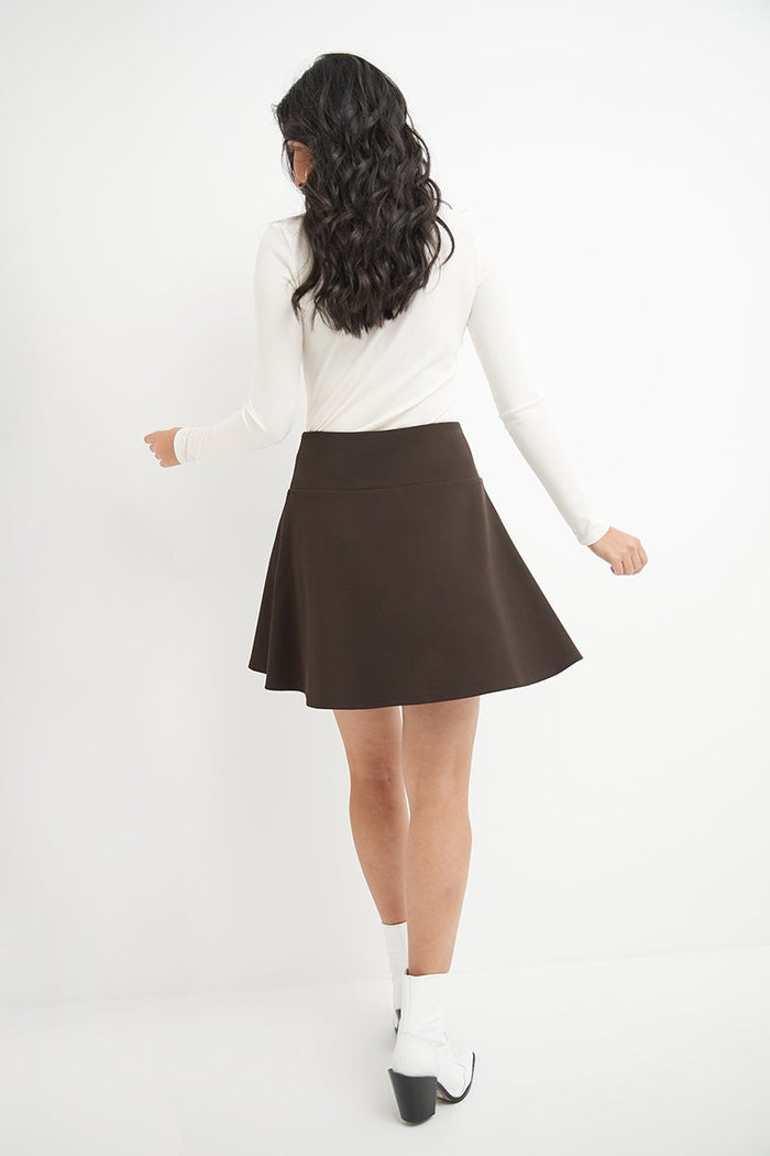 Rekucci Fit-And-Flare Skirt With Wide Waistband Brown