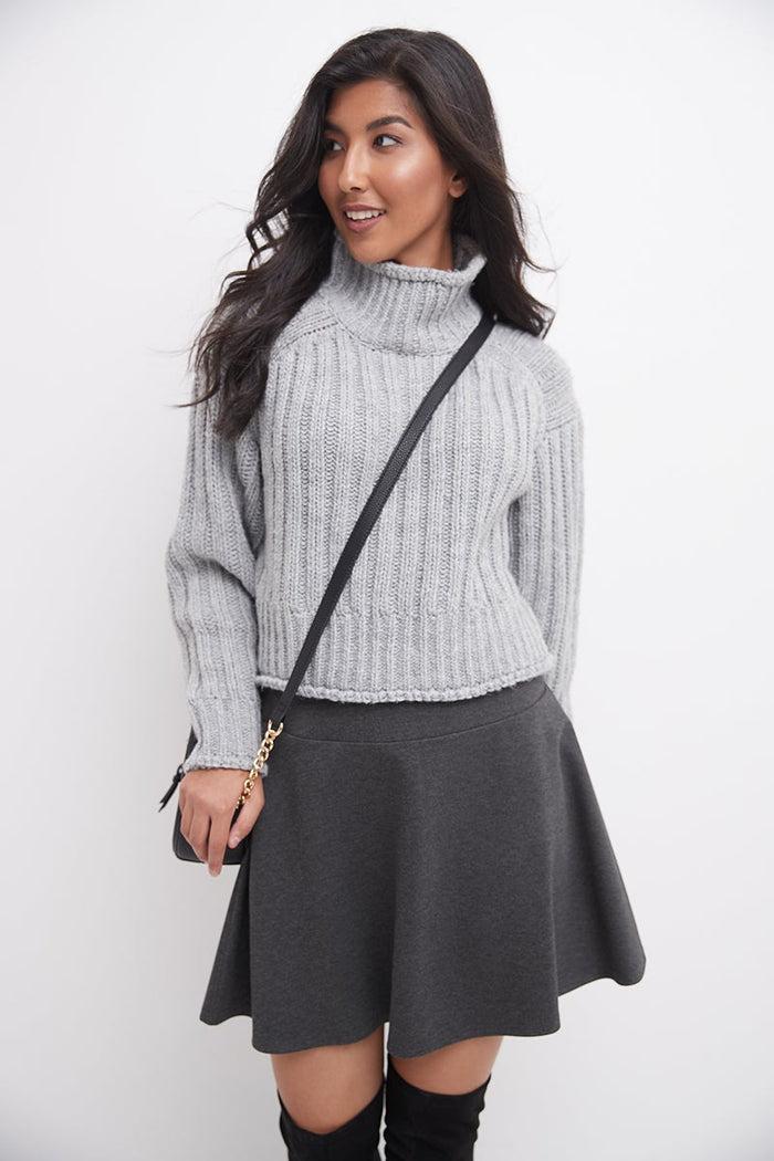 Rekucci Fit-And-Flare Skirt With Wide Waistband Dk-charcoal