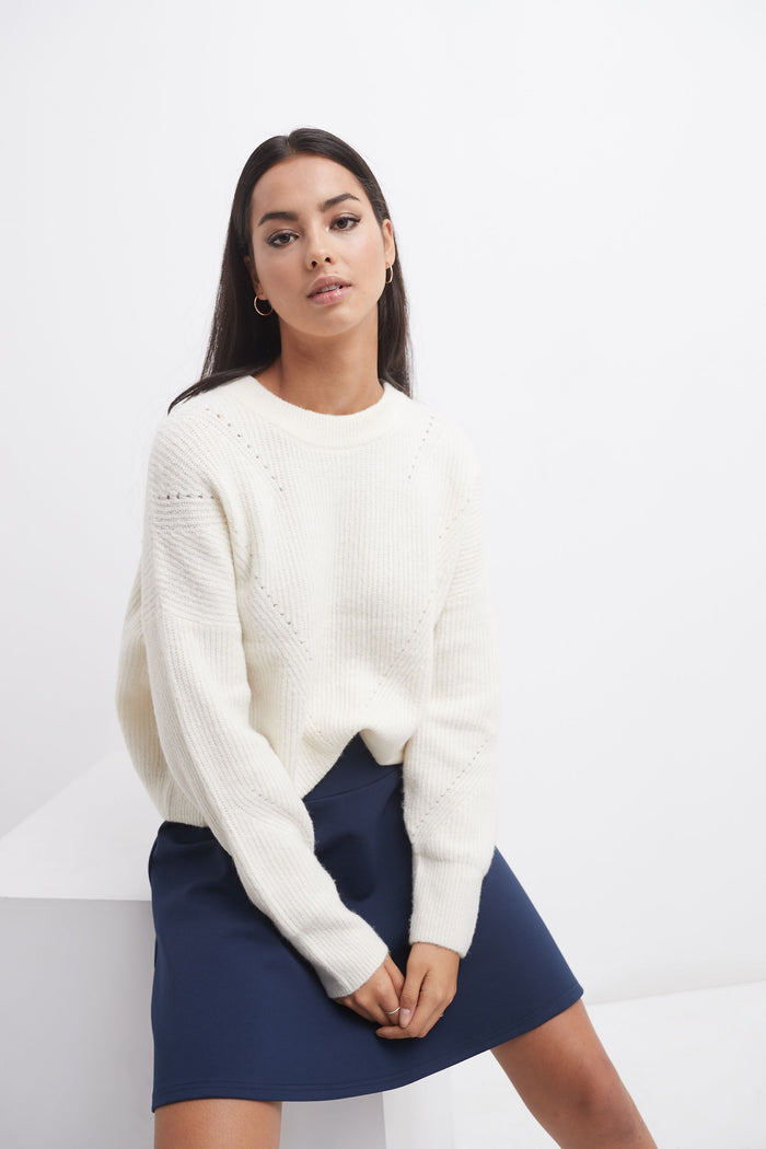 rekucci Fit-And-Flare Skirt with Wide Waistband navy