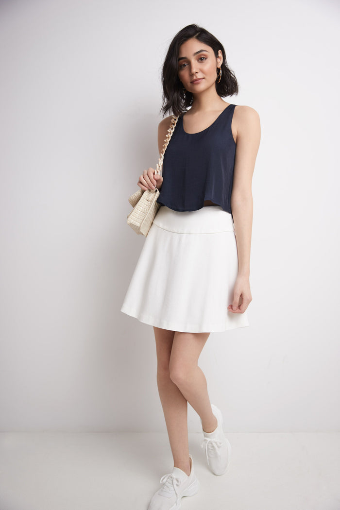 Rekucci Fit-And-Flare Skirt With Wide Waistband Off-white