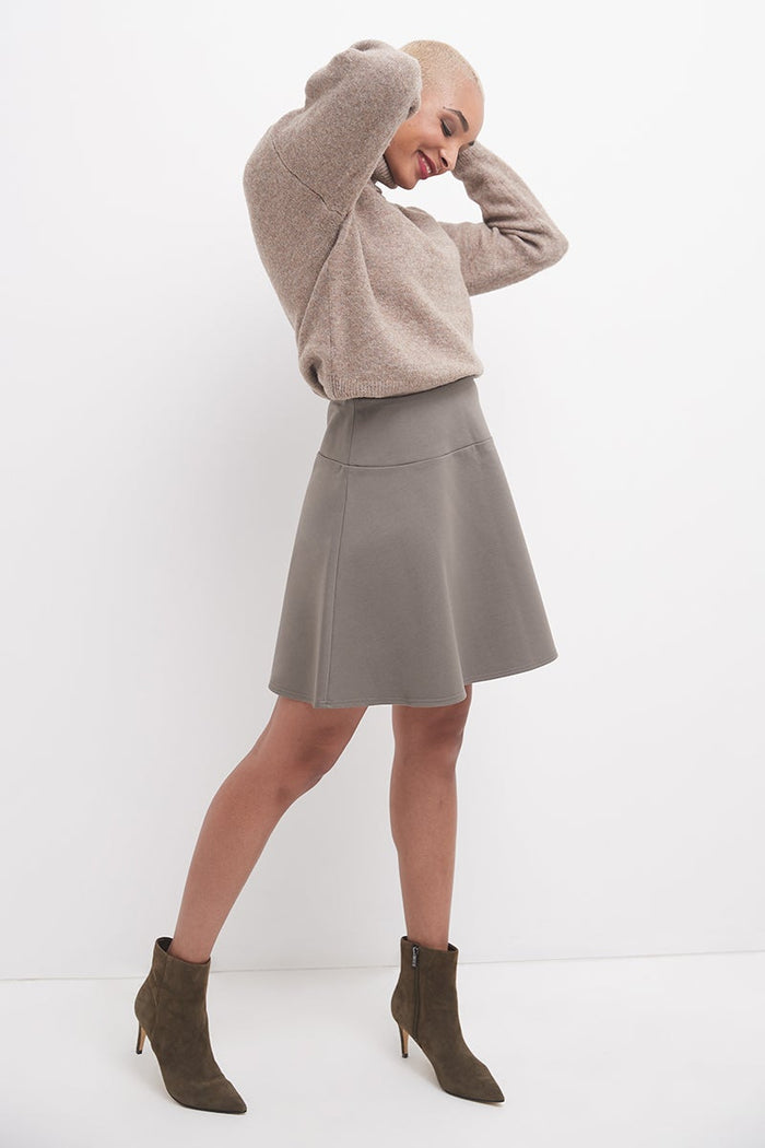 Rekucci Fit-And-Flare Skirt With Wide Waistband Taupe