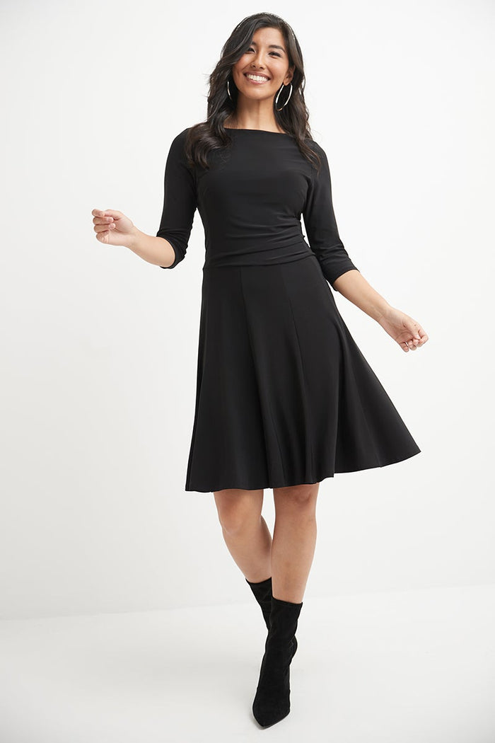 Rekucci Flared Business Dress With 3/4 Sleeves Black