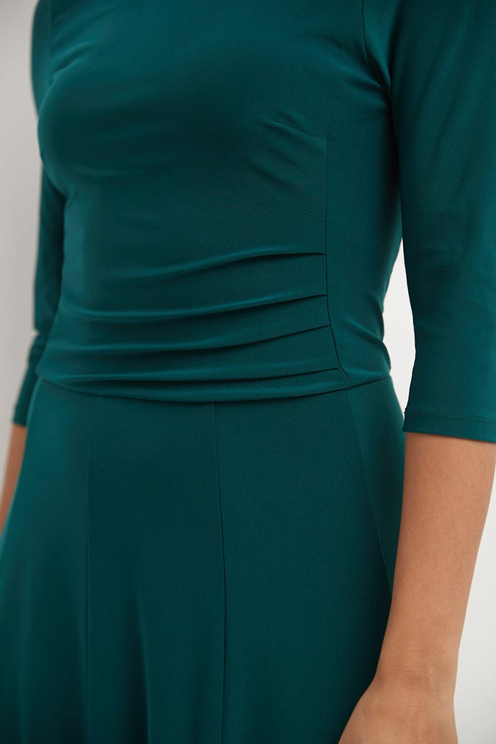 Rekucci Flared Business Dress With 3/4 Sleeves Hunter-green