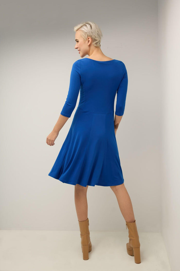 Rekucci Flared Business Dress With 3/4 Sleeves Sapphire