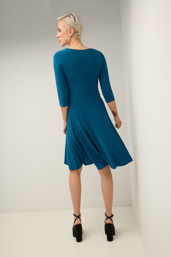 Rekucci Flared Business Dress With 3/4 Sleeves Teal
