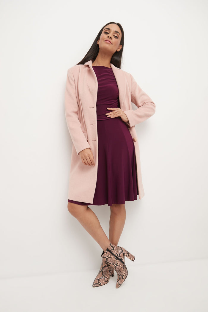 Rekucci Flared Business Dress With 3/4 Sleeves Wine