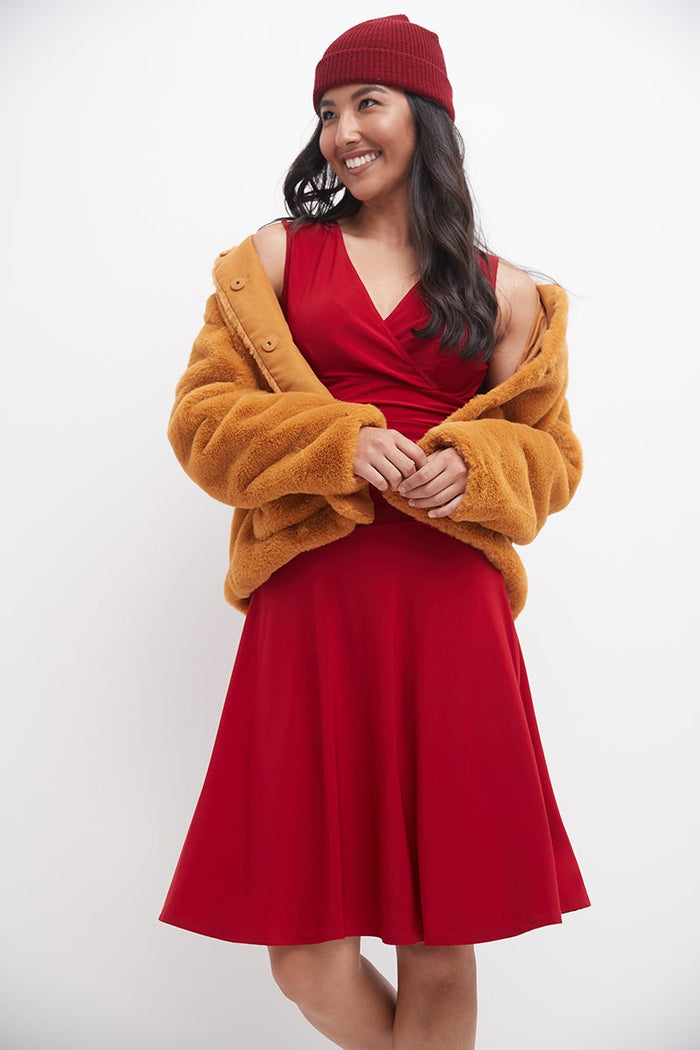 rekucci Form-Fitting Sleeveless Dress with Tummy Control cherry