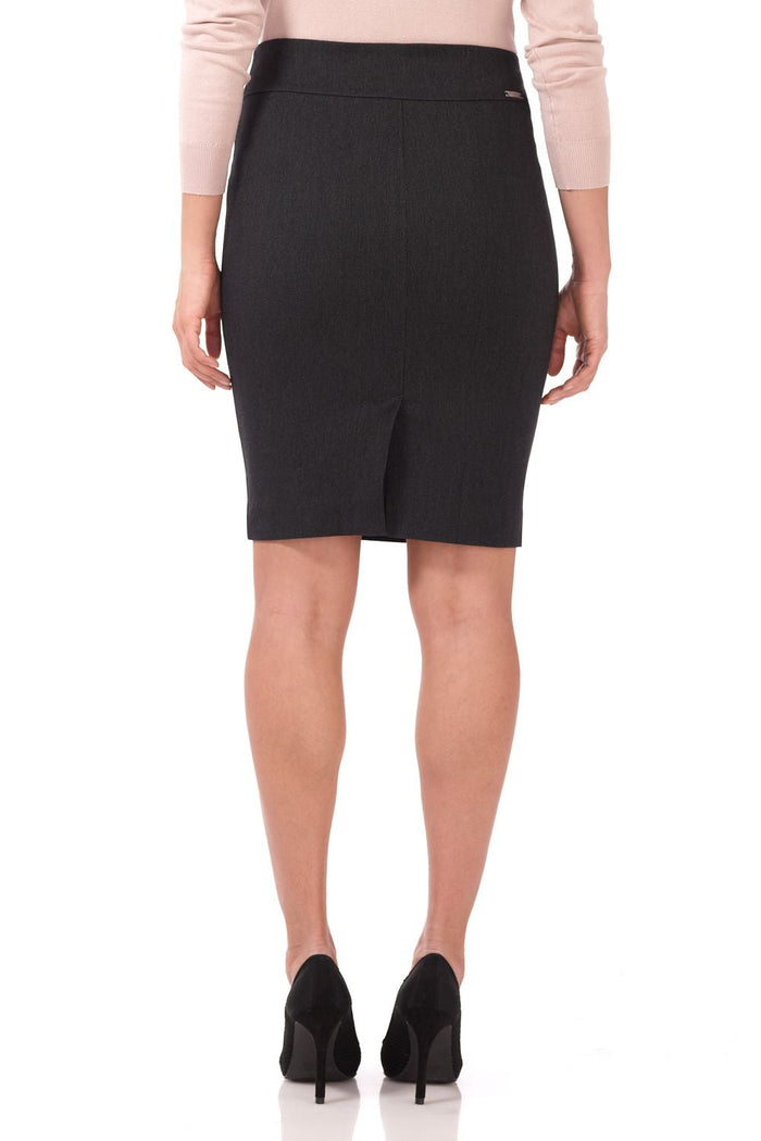 Rekucci Midi Pencil Skirt With Pull-on Style Design Black-charcoal-speckle