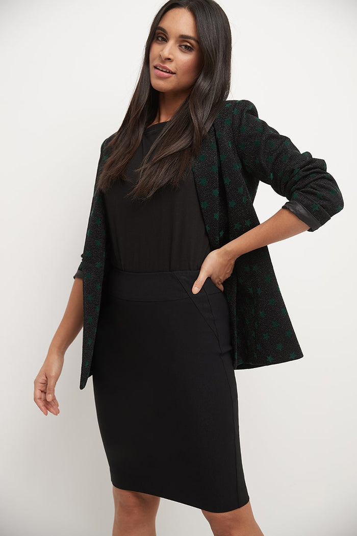 rekucci Midi Pencil Skirt with Pull-on Style Design black