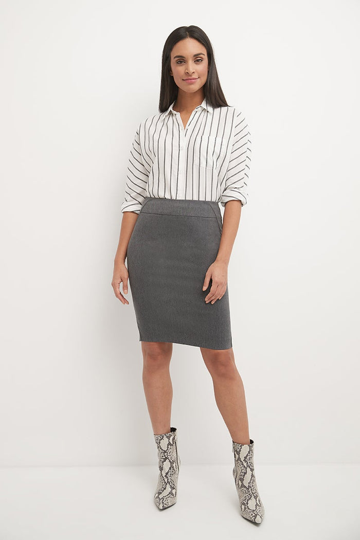 Rekucci Midi Pencil Skirt With Pull-on Style Design Charcoal