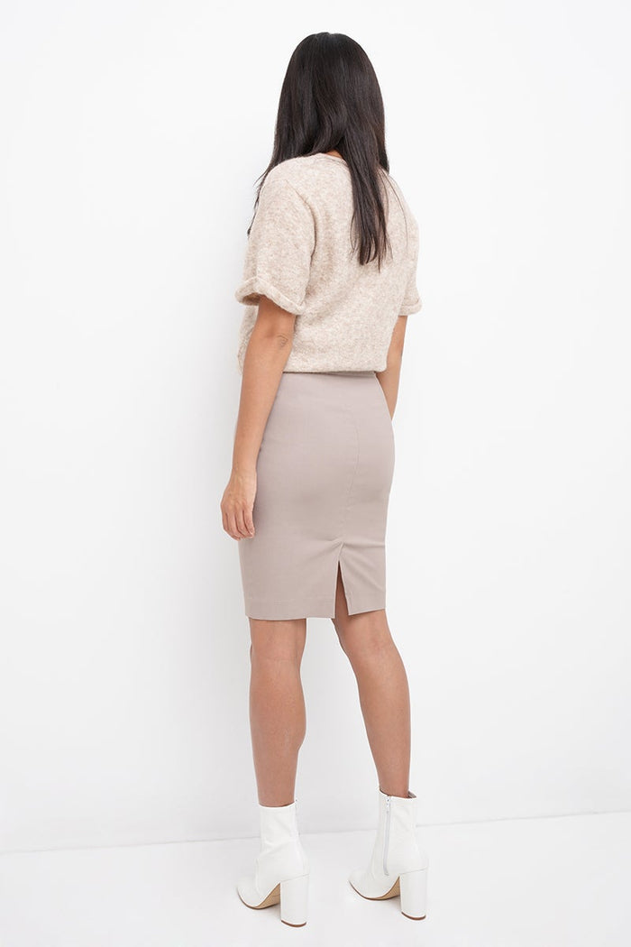 Rekucci Midi Pencil Skirt With Pull-on Style Design Khaki