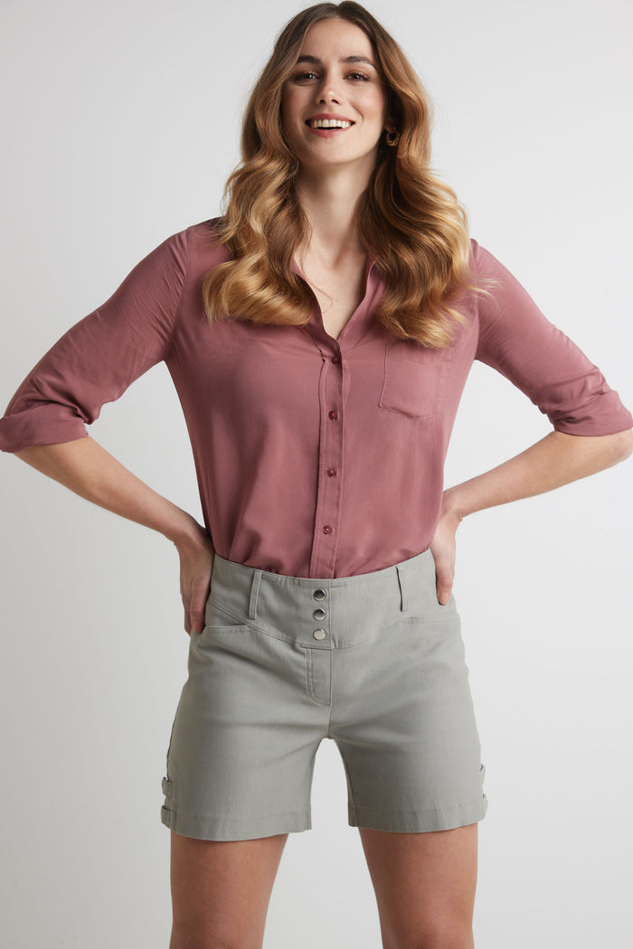 rekucci Pull-on 5” Classic Shorts with Real Pockets silver