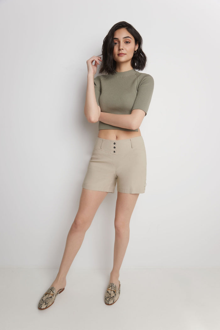 rekucci Pull-on 5” Classic Shorts with Real Pockets stone